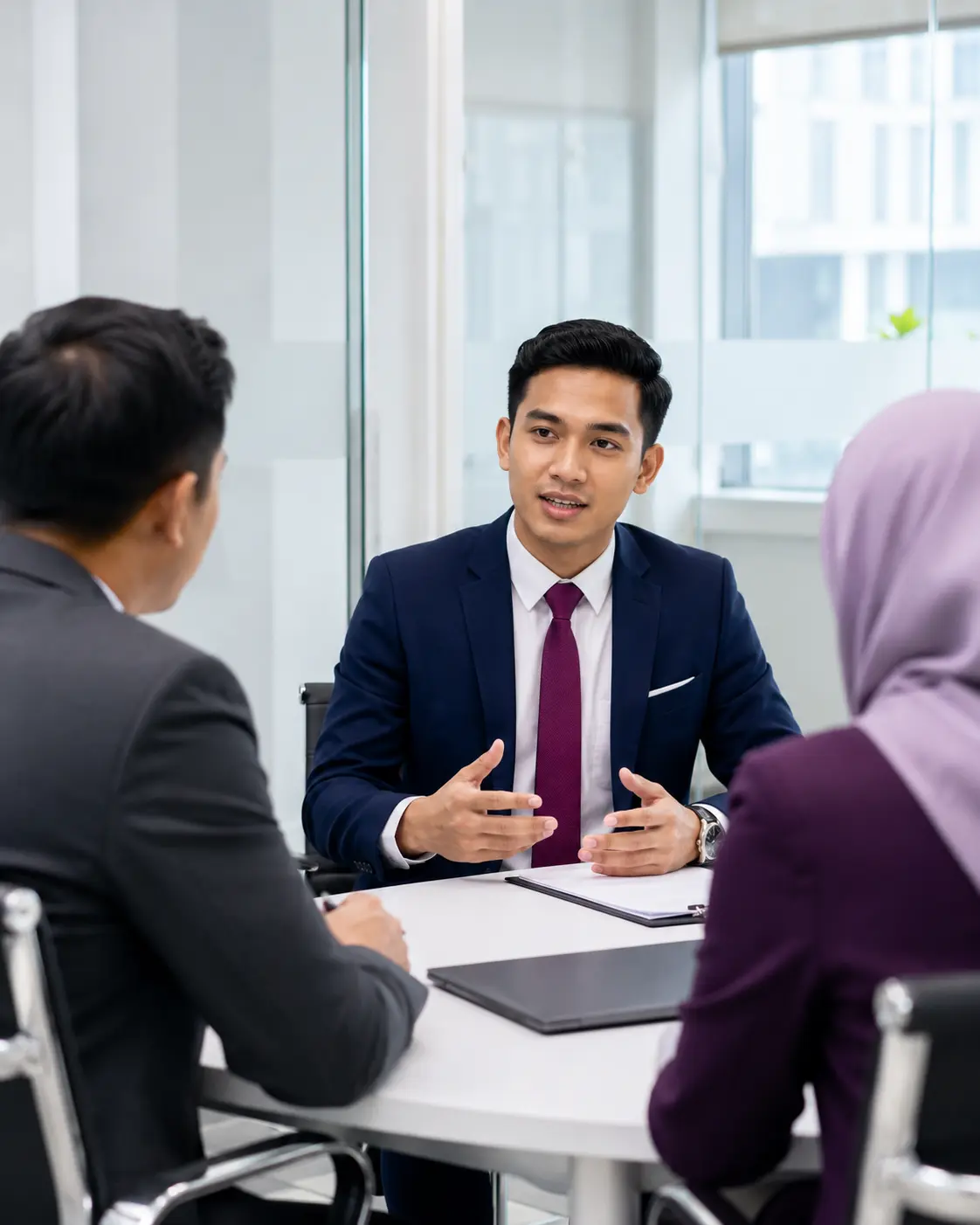 Malaysian candidate communicating clearly during an interview
